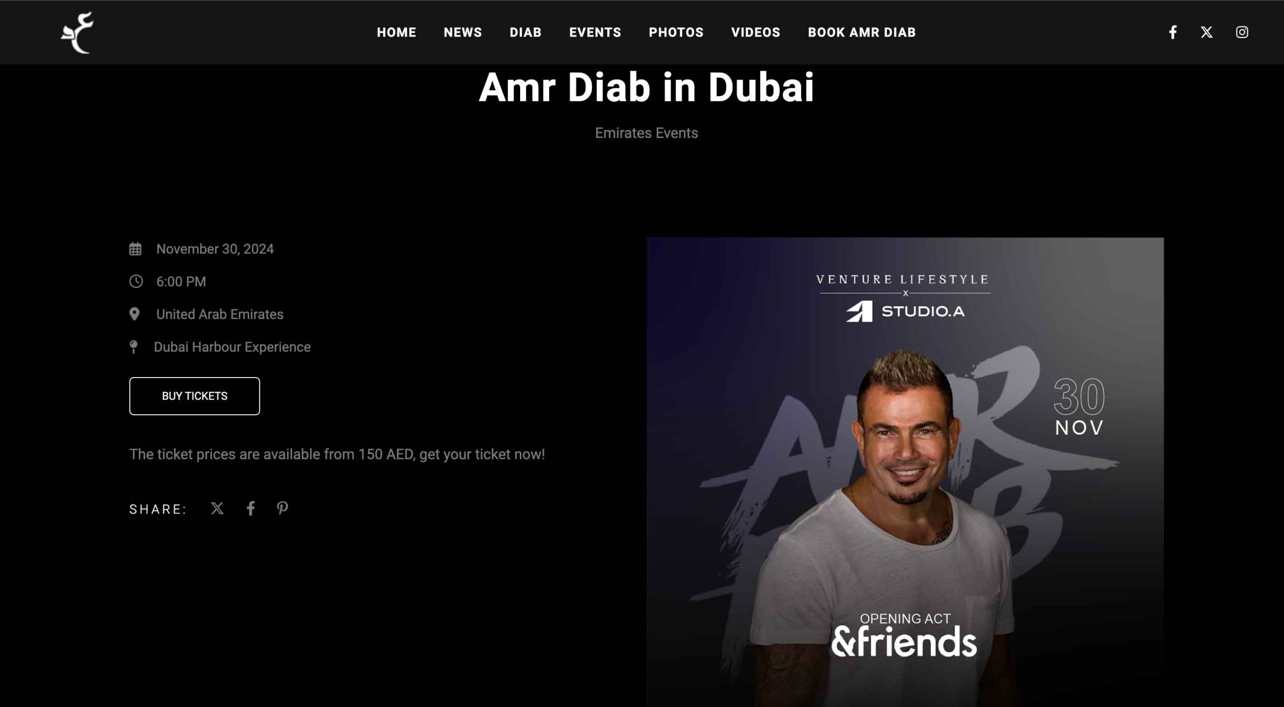 Amr Diab Live at Dubai Harbour